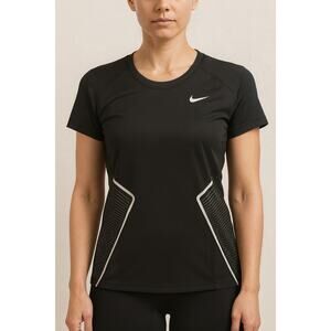 Nike Dri-FIT Running Top Women’s Small Black Mesh Athletic Tee
